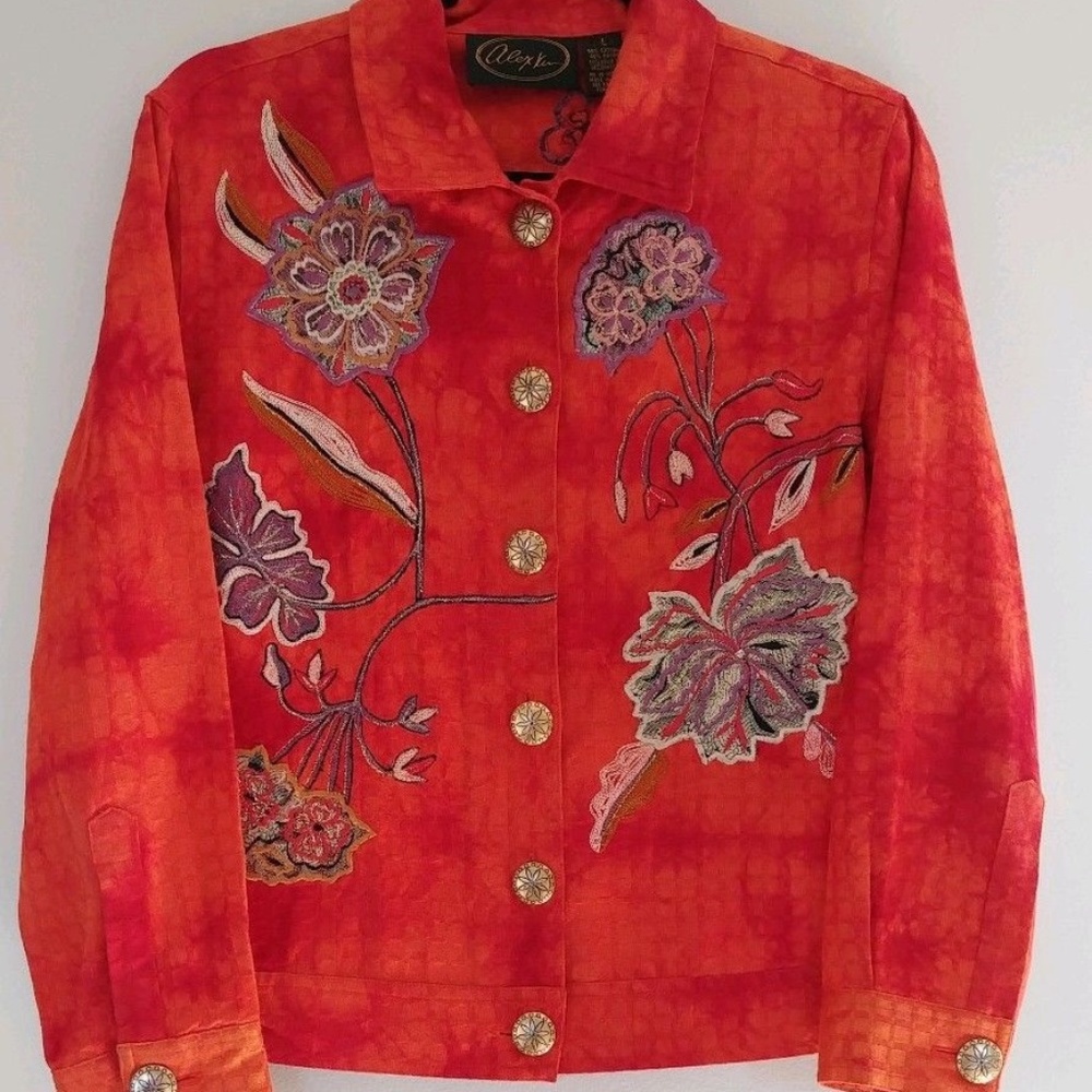 Alex Kim Embroidered Art Floral Blazer Jacket